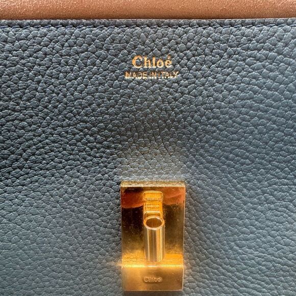 Chloe Drew Medium Cloudy Blue Pebbled Leather Shoulder Crossbody Bag Preloved - Picture 11 of 11